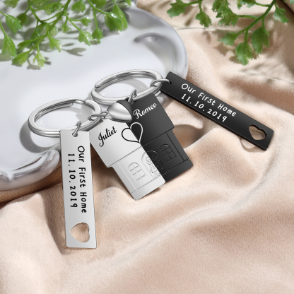 Personalised New Home Keychain Customised 2 Names & Texts Keyring Matching Gifts for Couple-Jessemade AU