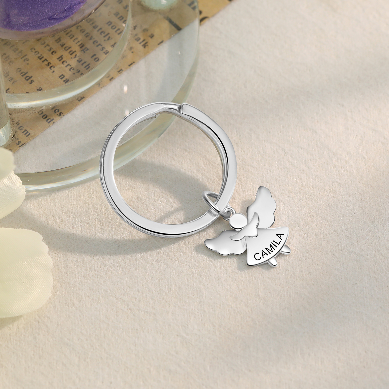 Personalised Guardian Angel Keychain Customised Name Stainless Steel Keyring Message Card Special Gift-Jessemade AU