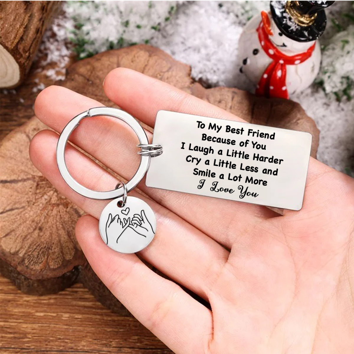 To My Best Friend Keychain Pinky Swear Keyring "Because Of You, I Laugh A Little Harder" Gift For Sister/Bestie