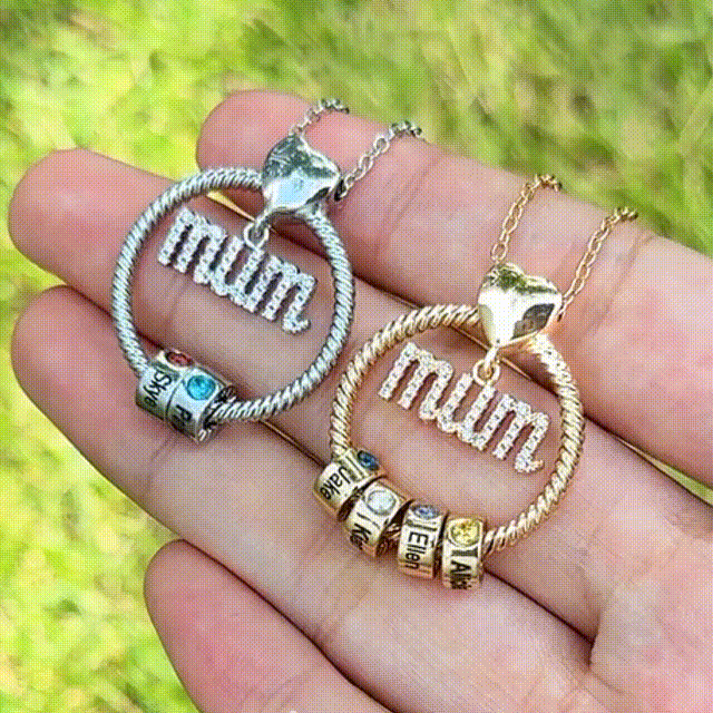 1 Name - Personalised Mum Circle Pendant Necklace Custom Name & Birthstone Necklace Gifts For Mum