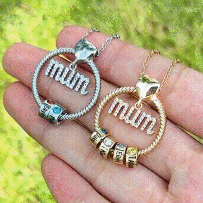1 Name - Personalised Mum Circle Pendant Necklace Custom Name & Birthstone Necklace Gifts For Mum
