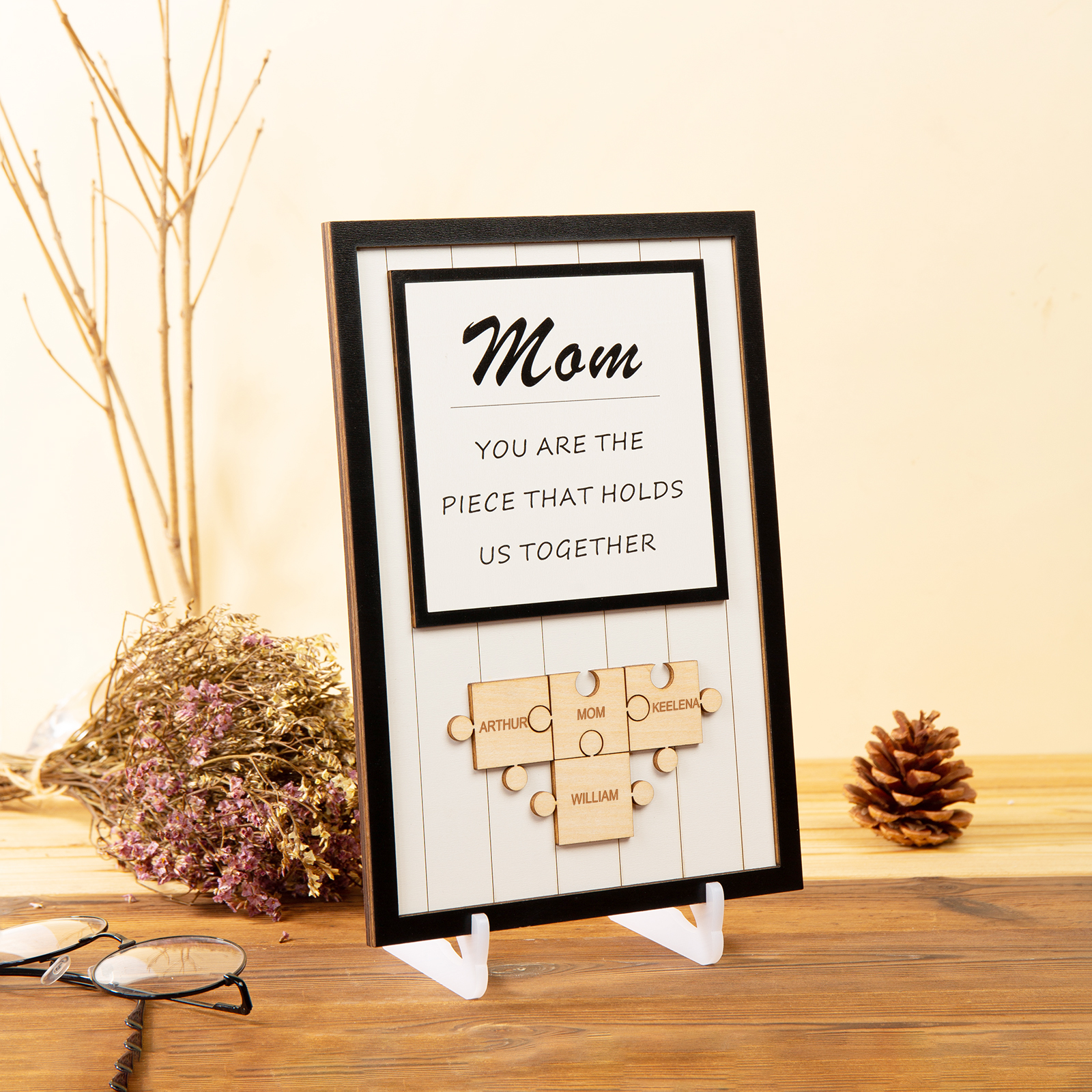 Mother's Day Gifts Mom Puzzle Sign Personalised 9 Names Wooden Sign -You Are the Piece that Holds Us Together-Jessemade AU