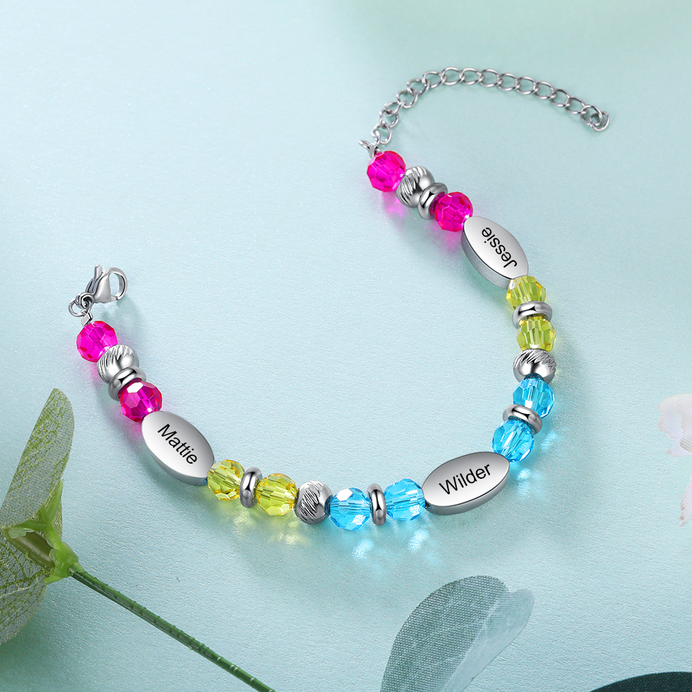 Personalised Bead Bracelet Custom Name Flower Colourful Bracelet for Kids-Jessemade AU