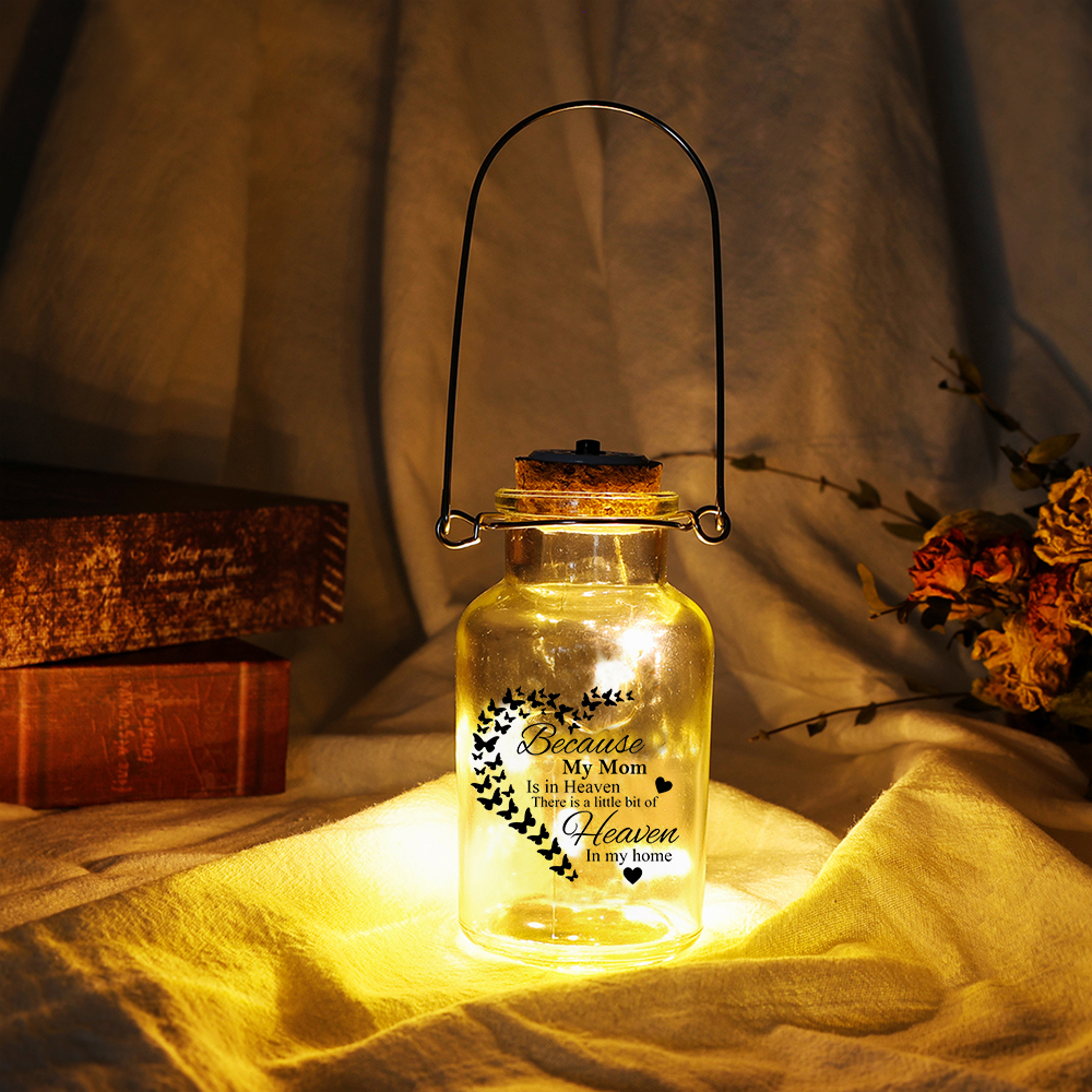 Memorial Jar Night Light "There Is A Little Bit of Heaven In My Home"-Jessemade AU