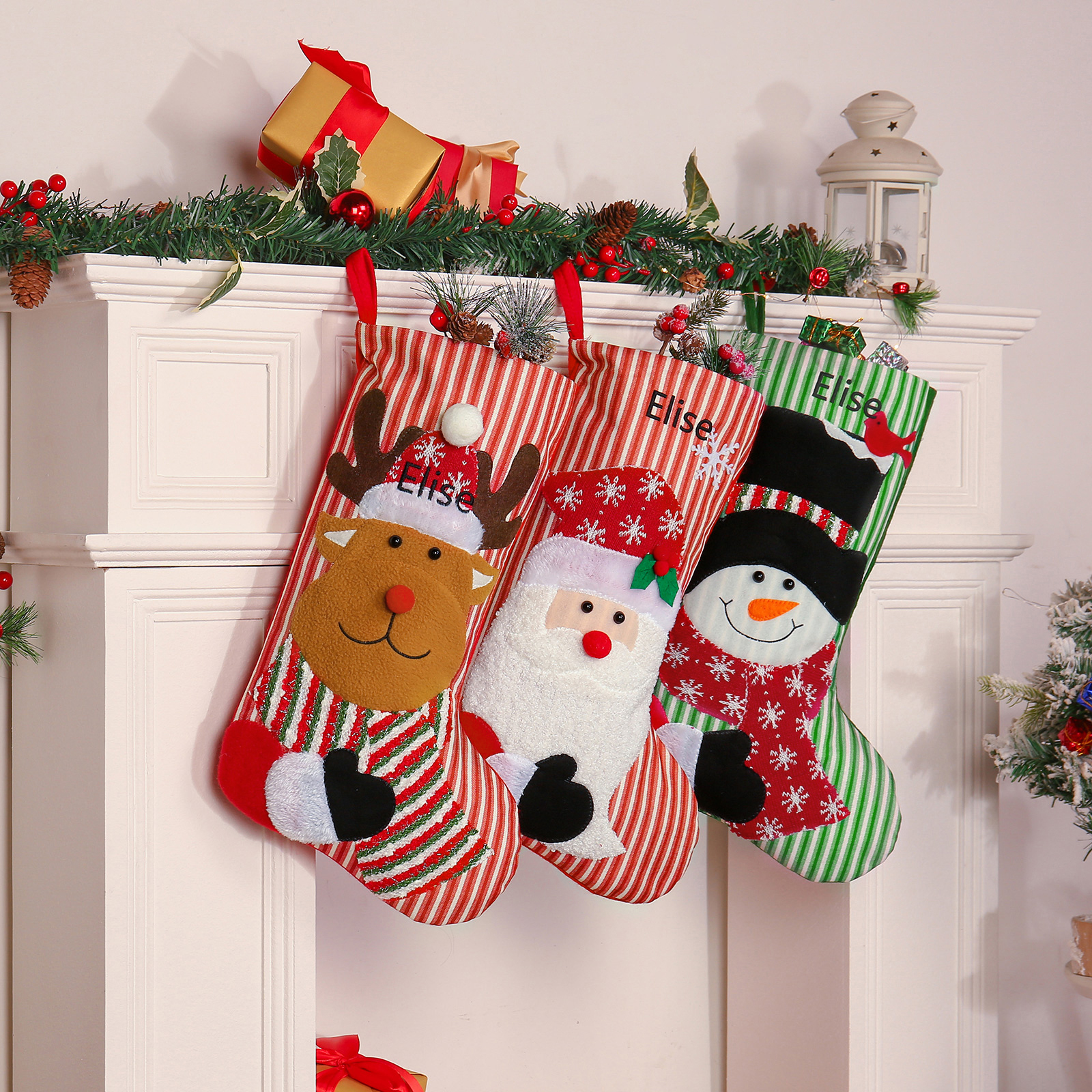 Christmas Stockings Ornaments Customised 1 Name Fireplace Decor Personalised Christmas Gifts for Family Friends-Jessemade AU