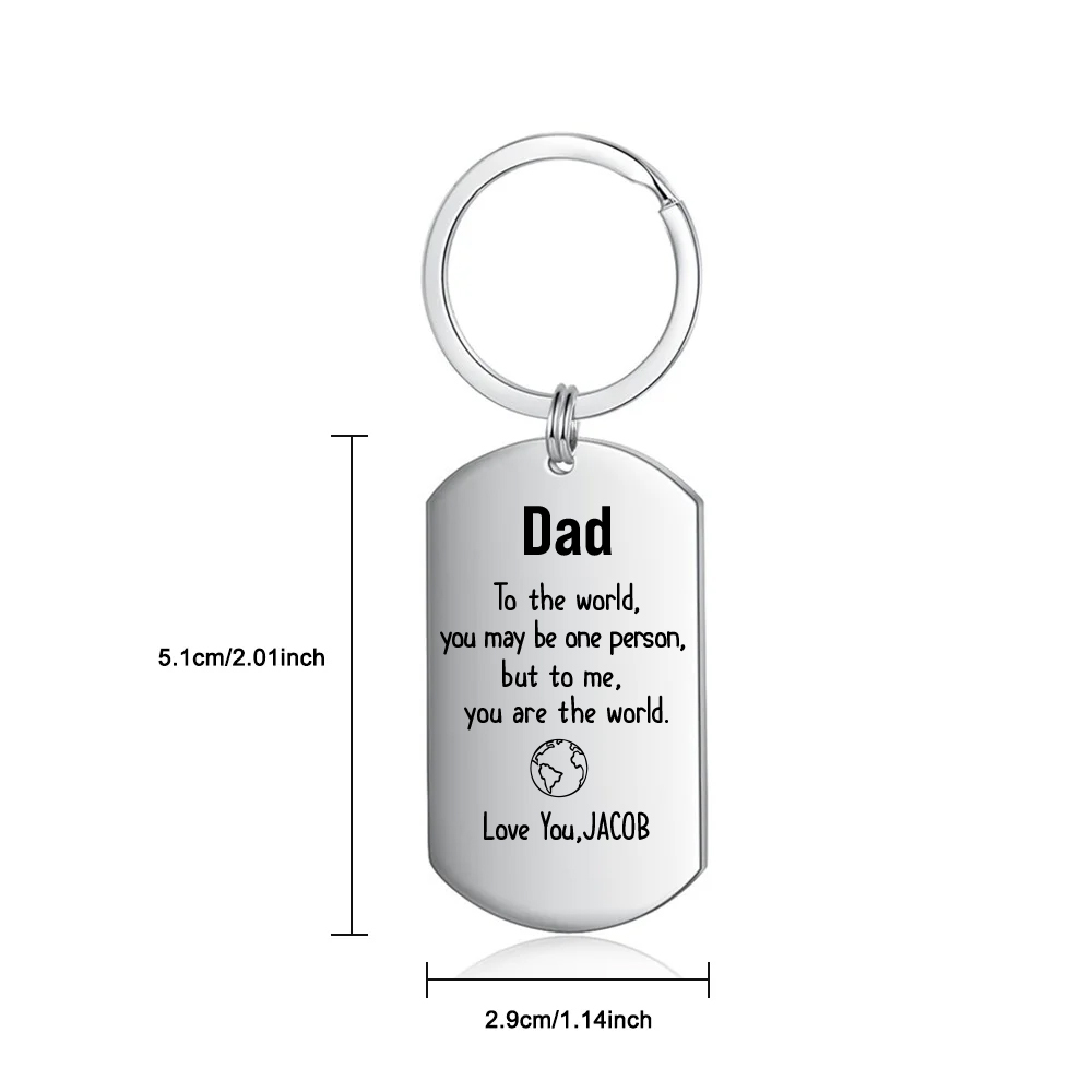 Personalised Photo Dad Keychain for Fathers Day, To The World You maybe one person But To me You Are The World-Jessemade AU