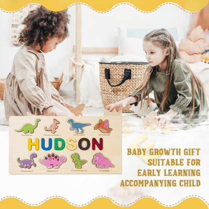 Personalised Wooden Dinosaur Name Puzzle Educational Gifts for Toddlers-Jessemade AU