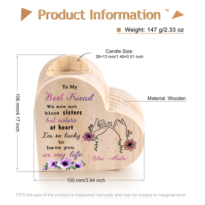 To My Best Friend Wooden Candle Holder Custom 2 Names Pinky Swear Candlesticks - We Are Not Blood Sisters But Sisters At Heart-Jessemade AU