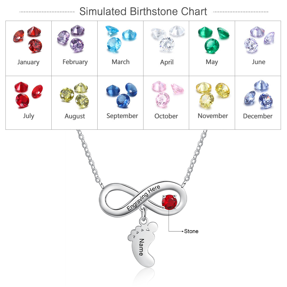 Mother's Day Gifts Personalised Infinity Baby Feet Mother Necklace Engraved 1 Names Necklace Gifts For Mom-Jessemade AU