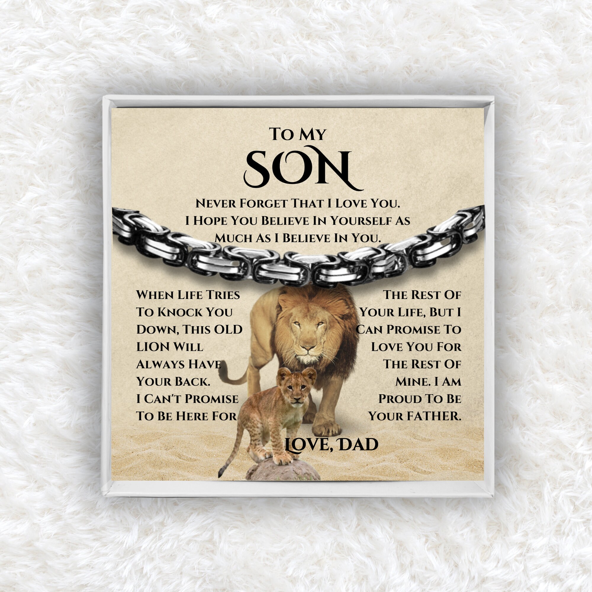 To My Son Cuban Link Bracelet Stainless Steel Bracelet Dad to Son Warm Gift - I Am Proud Of Your Father-Jessemade AU