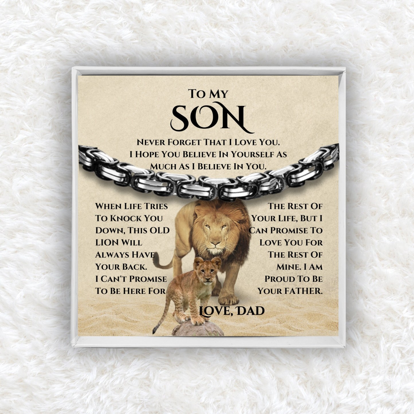 To My Son Cuban Link Bracelet Stainless Steel Bracelet Dad to Son Warm Gift - I Am Proud Of Your Father-Jessemade AU