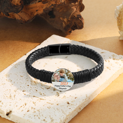 Mens Leather Bracelet Custom Photo Bracelet for Him-Jessemade AU