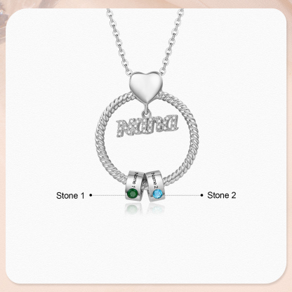 2 Names - Personalised Nana Necklace Custom Names & Birthstones Circle Pendant Necklace Gift for Grandma Nana-Jessemade AU