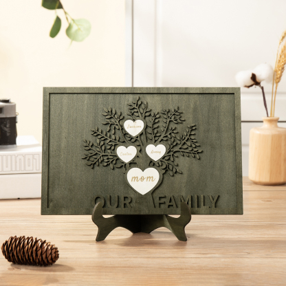 Family Tree Wood Frame Personalised Family Tree Sign Custom 4 Names Plaque-Jessemade AU