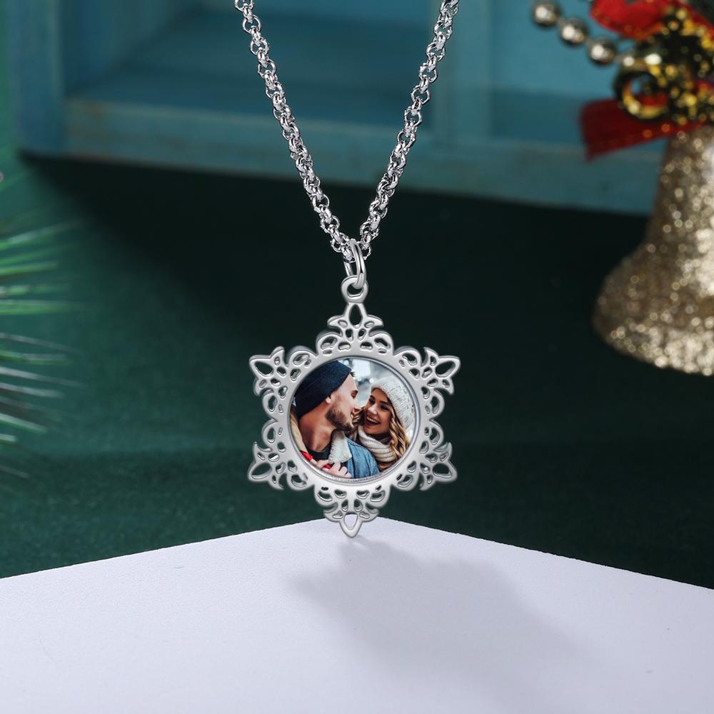 Personalised Snowflake Necklace Custom 1 Photo Necklace Gifts For Her-Jessemade AU