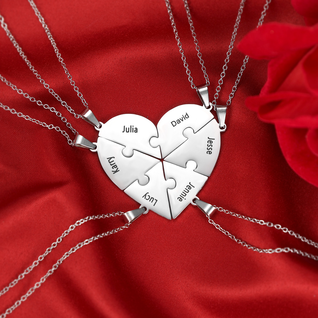 Personalised Heart Puzzle Necklace With 2 Names Gifts For Her-Jessemade AU