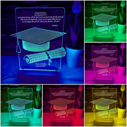 Graduation Gifts Personalised 7 Colours Changing Bachelor Cap Night Light-Jessemade AU