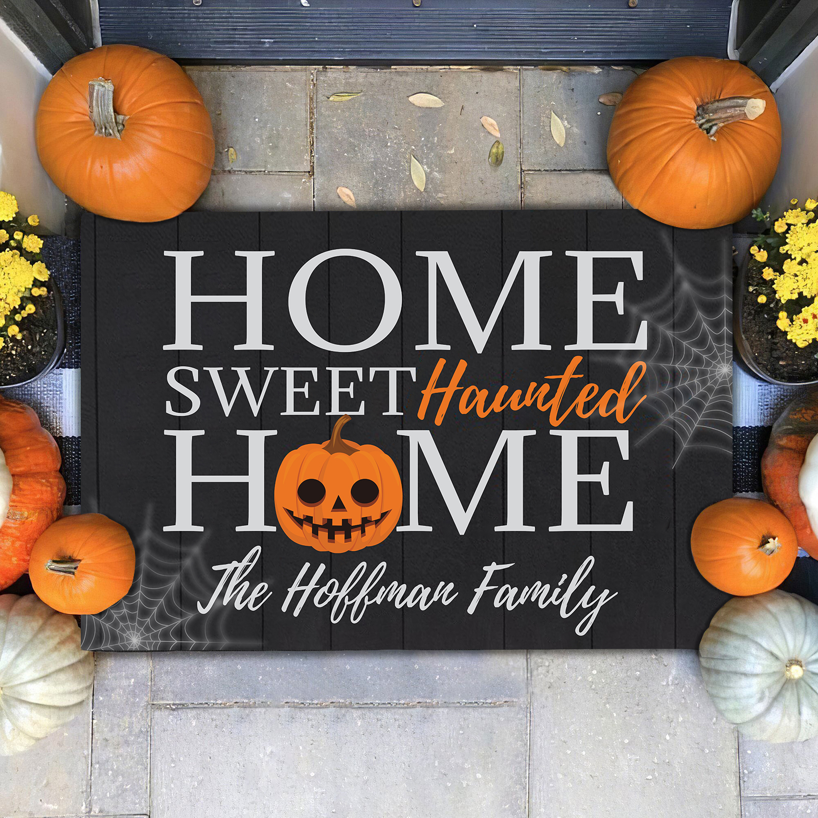 Personalised Halloween Doormat Pumpkin Doormat Home Decor - Sweet Haunted-Jessemade AU