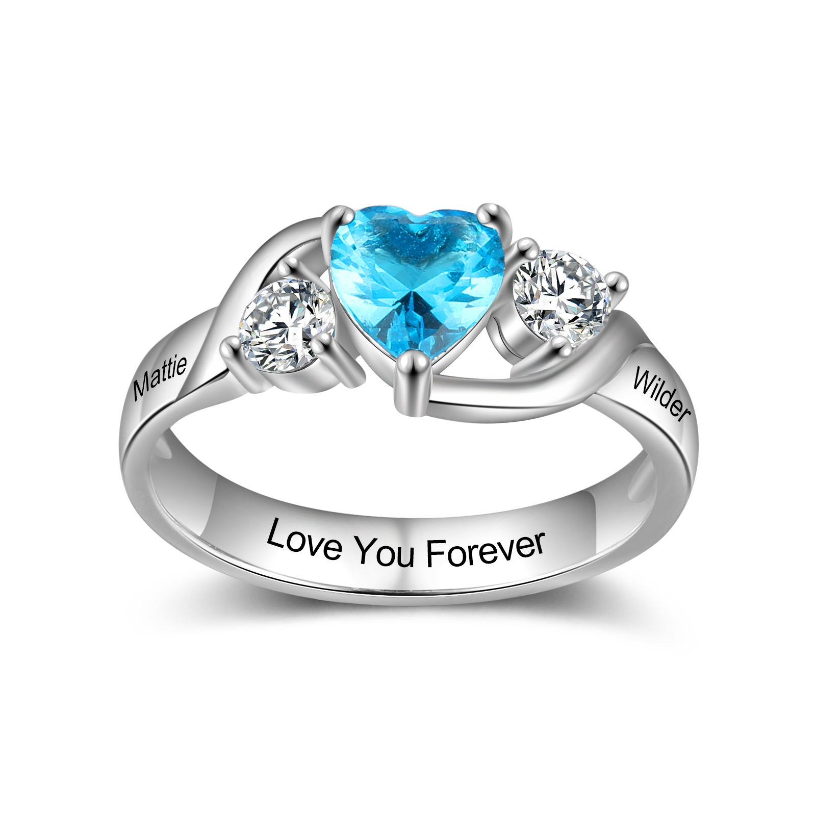 Personalised Mothers Ring With 3 Birthstones Engraved Names Ring Gifts For Mom-Jessemade AU