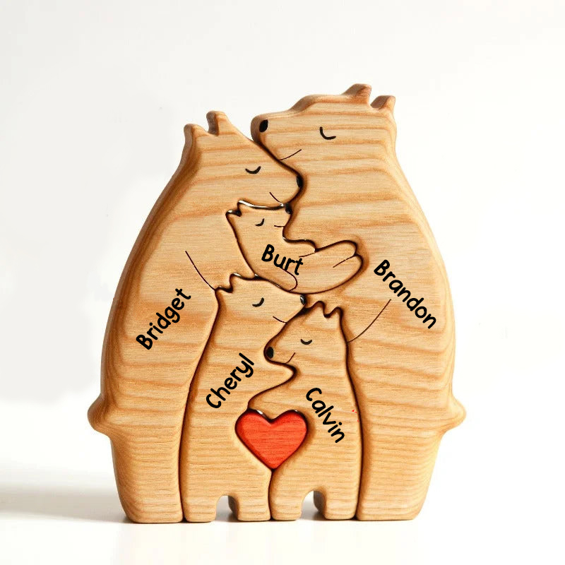 Personalised Wooden Bears Family Puzzle Custom 5 Names Gifts for Family-Jessemade AU