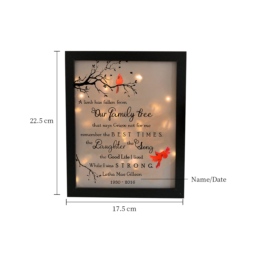 Personalised Cardinal Frame A Limb Has Fallen Lighted Shadow Box Memorial Gifts-Jessemade AU