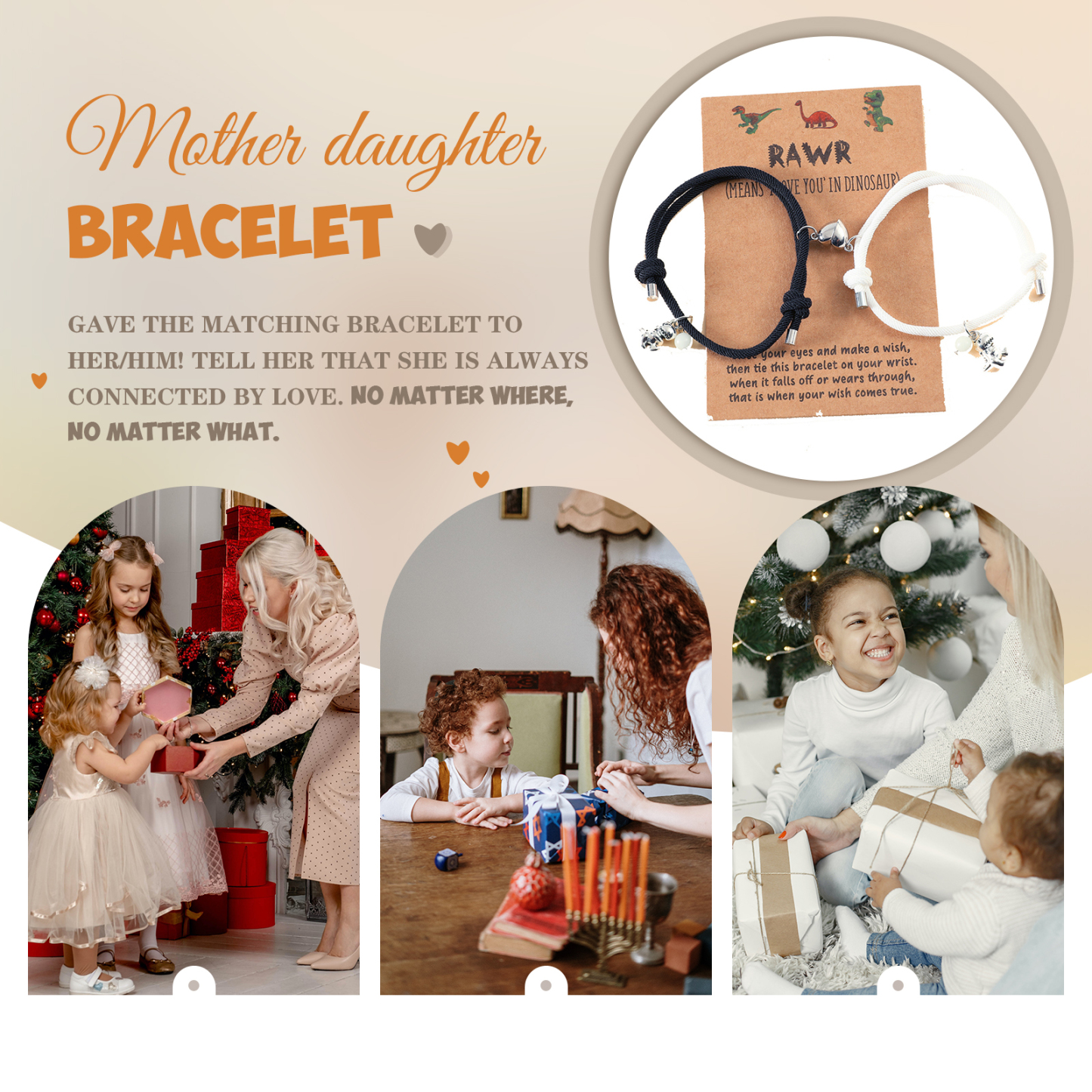 Two Souls One Heart Bracelet With Dinosaur Pendant Magnetic Bracelet Set-Jessemade AU