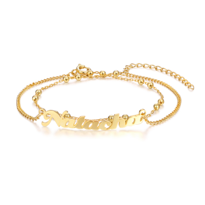 Double Stranded-Personalised Name Anklet For Her-Jessemade AU