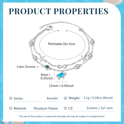 Personalised Women's Bracelet Custom 1 Birthstone Bracelet Sea Turtle Adjustable Bracelet Birthday Gift for Her-Jessemade AU