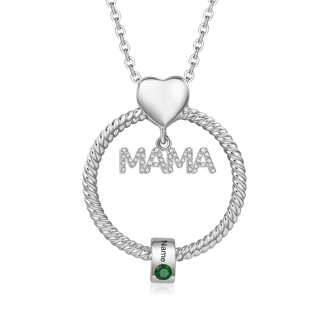 1 Name - Personalised Mama Circle Pendant Necklace Custom Name & Birthstone Necklace Mother's Day Gifts-Jessemade AU