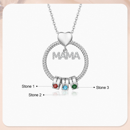 3 Names - Personalised Mama Circle Pendant Necklace Custom Names & Birthstones Necklace Mother's Day Gifts-Jessemade AU
