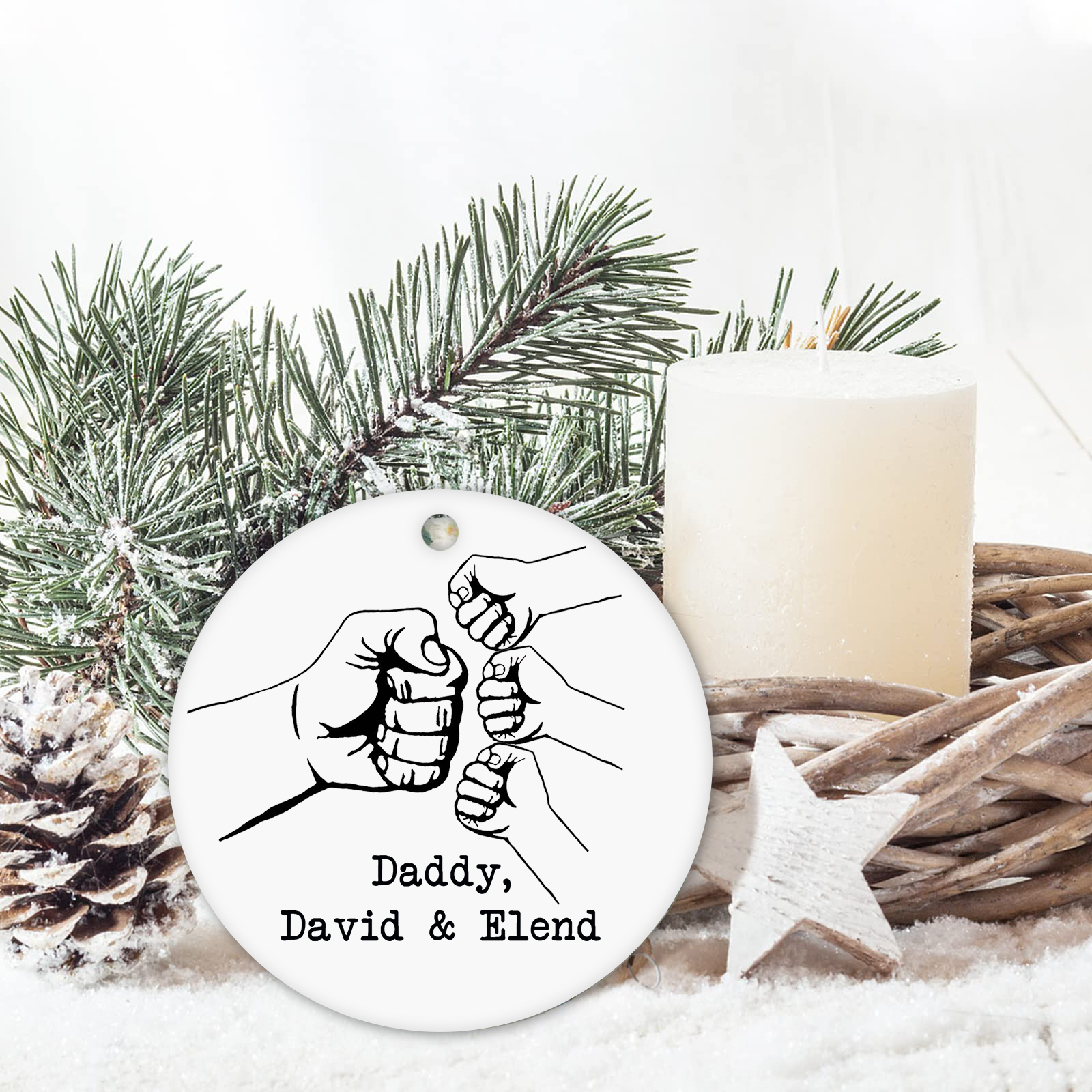 Personalised Christmas Tree Ornaments Wooden Fist Signs Christmas Pendant Custom Text Gifts for Family Friends-Jessemade AU