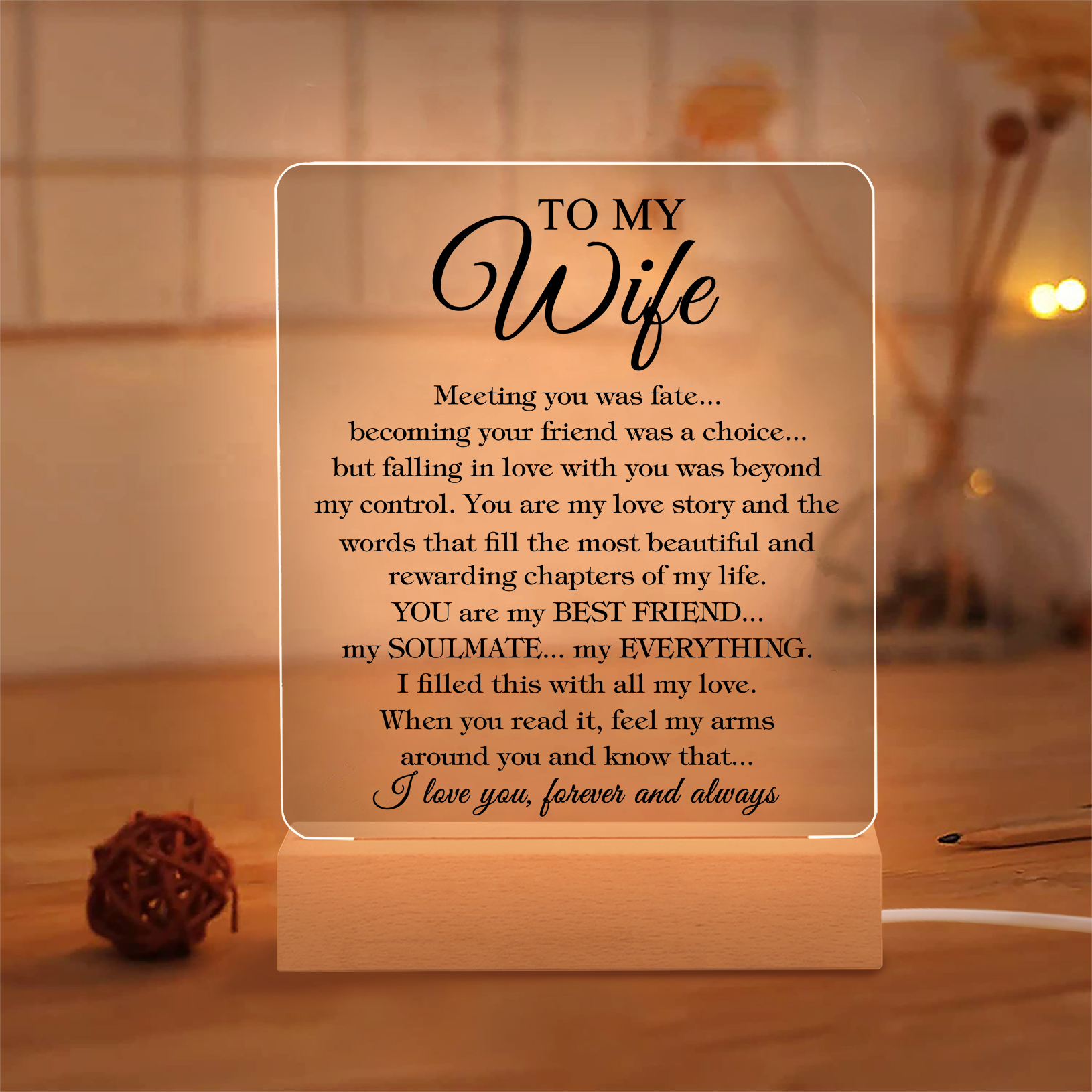 To My Wife LED Night Light "I Love You Forever And Always" Sentimental Gift for Wife-Jessemade AU