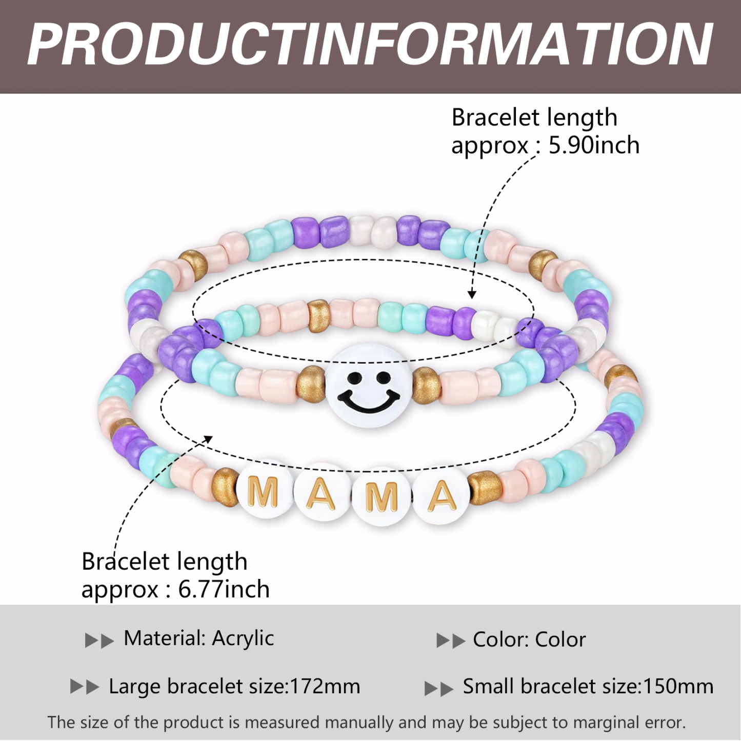 2 Pcs Bracelet Set Mama Beaded Bracelets with Message Card Gifts for Her - The Love Between Mother And Daughter Is Forever-Jessemade AU