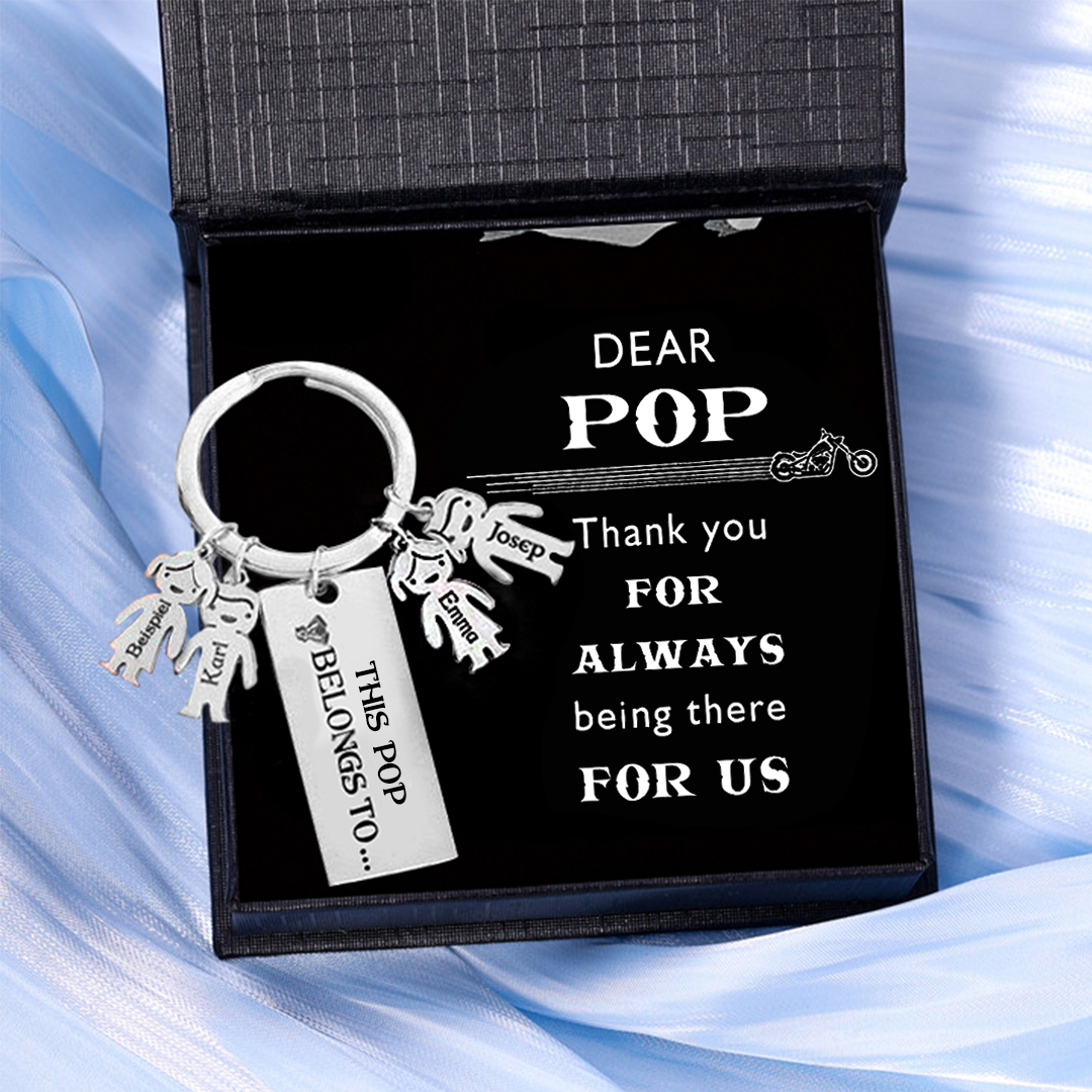 4 Names-Personalised 4 Children's Name Keychain-To My Dad-Gift Box Gift Card Set-Jessemade AU