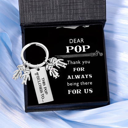 4 Names-Personalised 4 Children's Name Keychain-To My Dad-Gift Box Gift Card Set-Jessemade AU