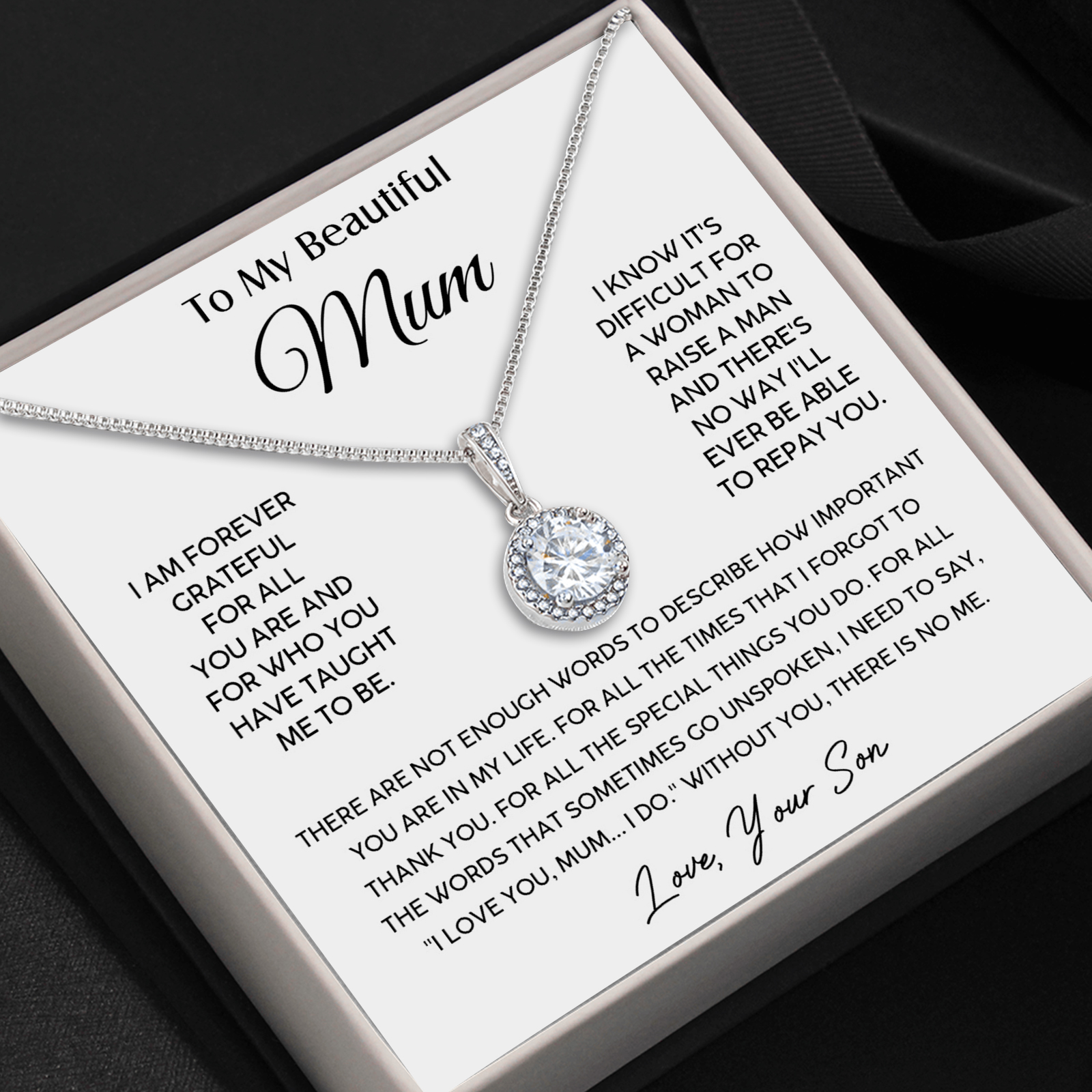 To My Beautiful Mum Necklace Mother's Day Gift Set - I Am Forever Grateful For All You Are And For Who You Have Taught Me Το Be-Jessemade AU