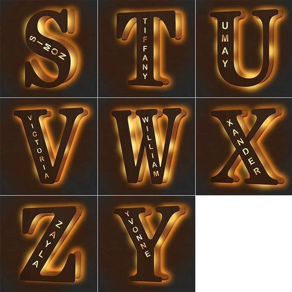 Letter Wooden Personalised Night Lights Best Gift For Family-Jessemade AU