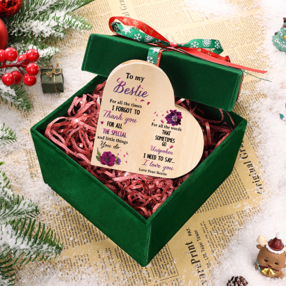 To My Bestie Violet Flower Heart Candle Holder "I Need To Say I Love You" Wooden Candlestick-Jessemade AU