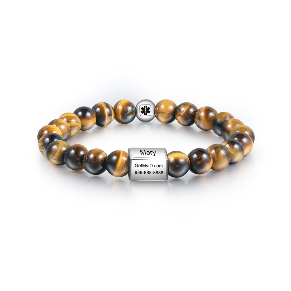 Personalised Round Beads Bracelet Custom Names Men's Bracelet Gifts For Him-Jessemade AU