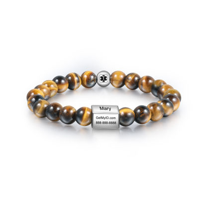 Personalised Round Beads Bracelet Custom Names Men's Bracelet Gifts For Him-Jessemade AU