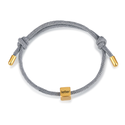 Grey Couple's Bracelet Custom Letter Engraved Beads Stainless Steel Bracelet Personalised Gift for Him/Her-Jessemade AU