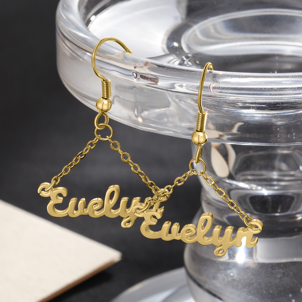 Personalised Name Drop Earring Customised Triangle Earrings for Her-Jessemade AU