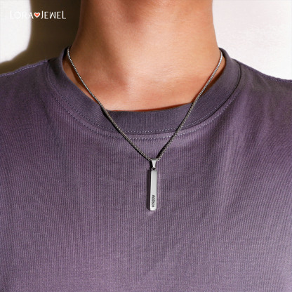 To My Dad Man Vertical Bar Necklace Personalised 4 Side 3D Bar Necklace Father's Day Gift-Jessemade AU