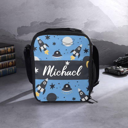 Custom Name Lunch Bag Personalised Rocket Lunch Box  Gifts for Kids-Jessemade AU