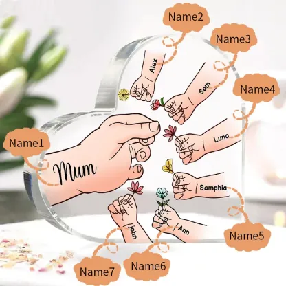 7 Names - Personalised Acrylic Heart Keepsake Handing Flowers to Mother Ornaments Gifts for Grandma/Mother-Jessemade AU