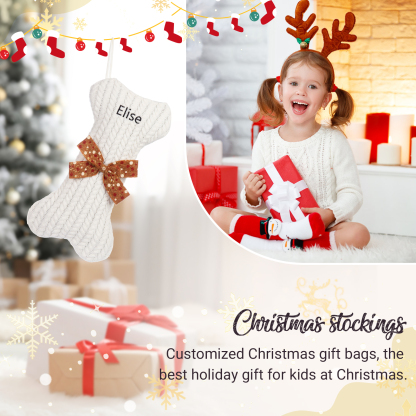 Personalised Christmas Stockings Ornaments Dog Bone Christmas Stockings Custom 1 Name Gifts for Family Friends-Jessemade AU