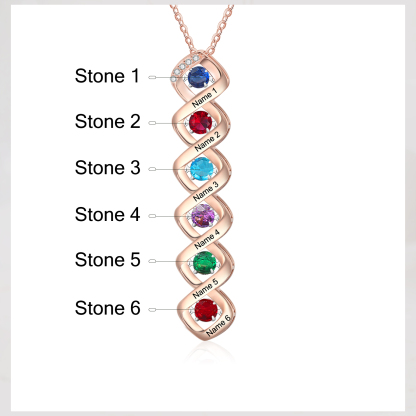 Custom Family Necklace with 6 Birthstones Engraving Names Dancing Stone Necklace-Jessemade AU