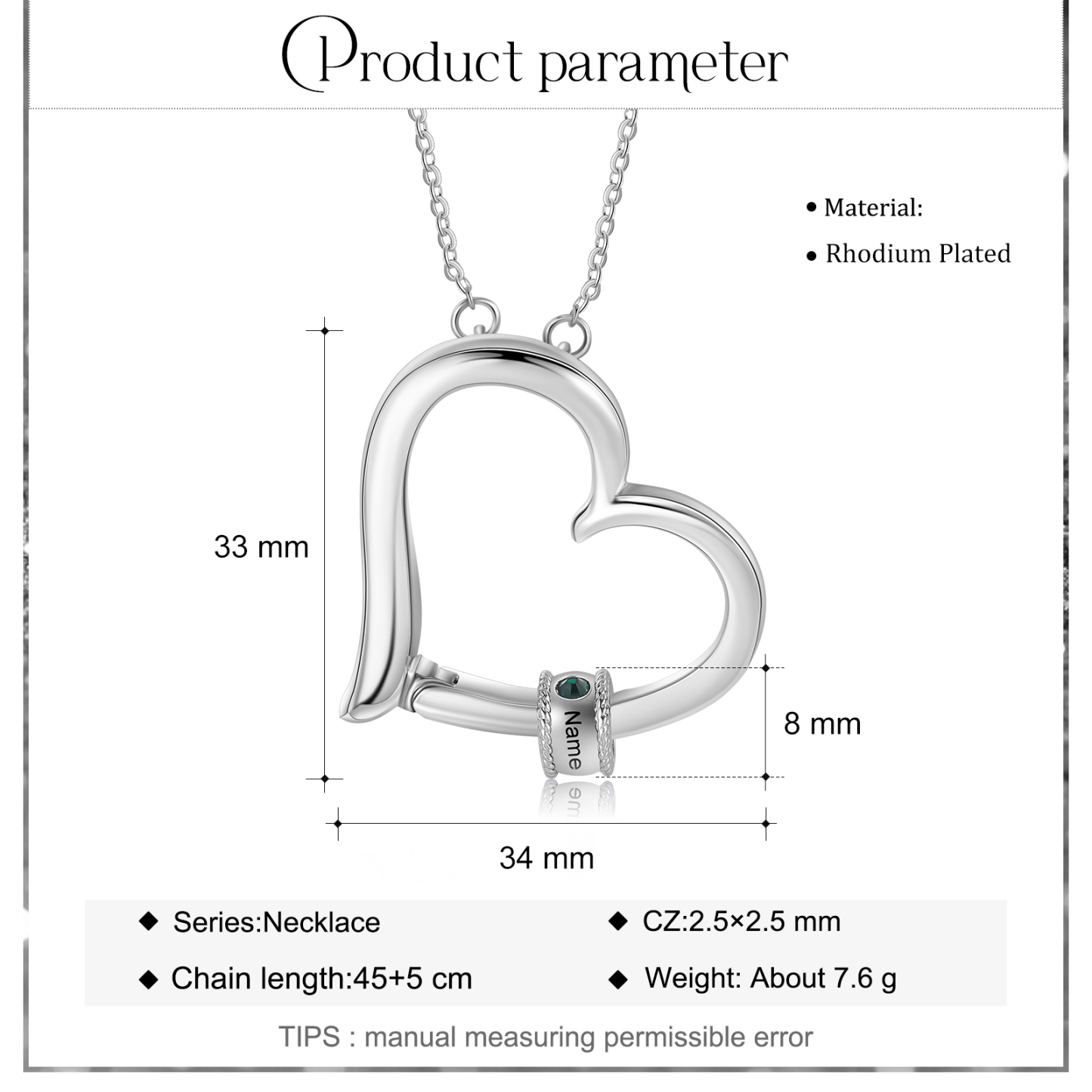 Personalised Heart Necklace With 1 Birthstone Engraved Family Names Necklace Gift for Her-Jessemade AU