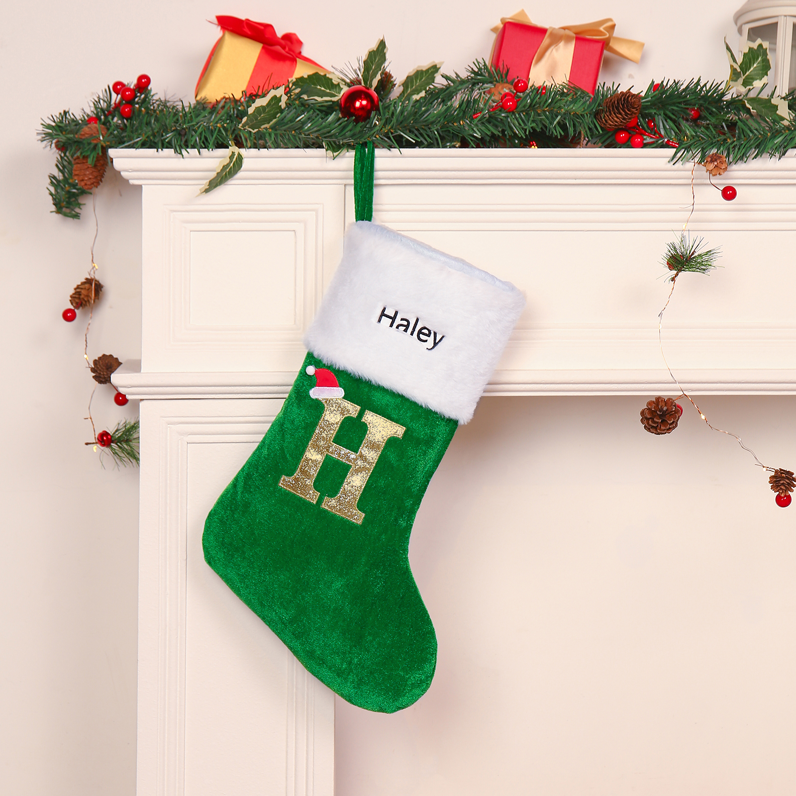 Christmas Letter Stockings Ornaments Custom 1 Name Fireplace Sock Decor Personalised Gifts for Family Friends-Jessemade AU