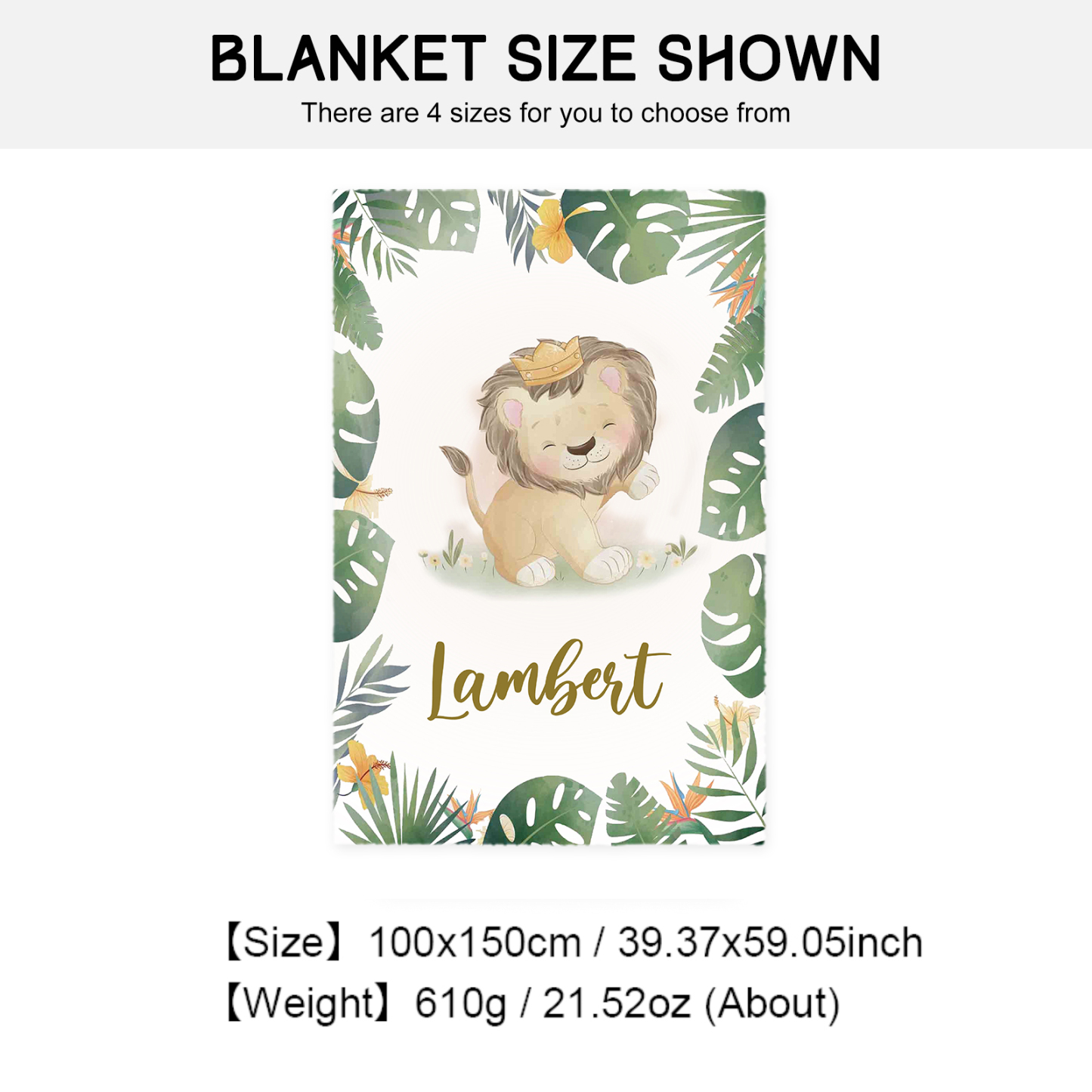 Personalised Lion Blanket Custom Name Cute Cartoon Blanket-Jessemade AU